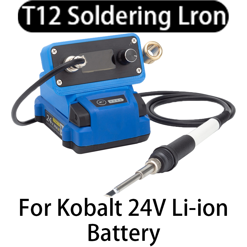 Soldering Station T12 Oled - T12はんだ付けステーションはんだごてSTC、コバルト24Vリチウムイオンバッテリー用、急速加熱コードレスOLED T12はんだ付けステーション