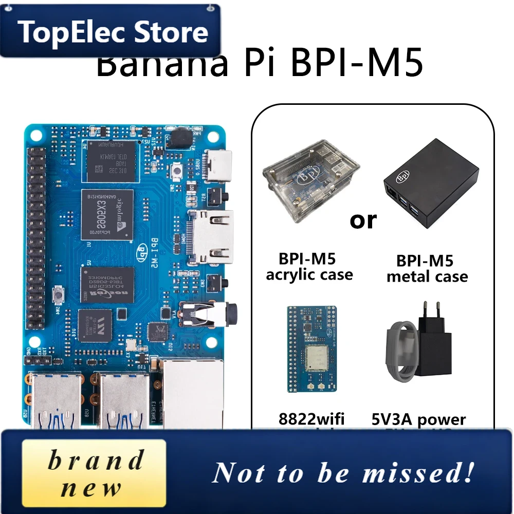 Banana Pi Bpi-M5 - TopElec Banana PI BPI-M5セット（ケース付き）電源アモルタイザ搭載 Amlogic S905X3